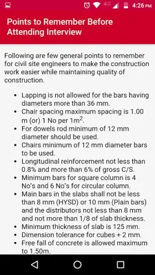 Civil Engineering Hand Book android App screenshot 1