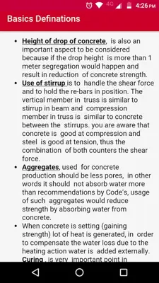 Civil Engineering Hand Book android App screenshot 2