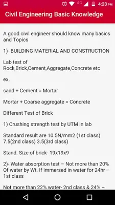 Civil Engineering Hand Book android App screenshot 6